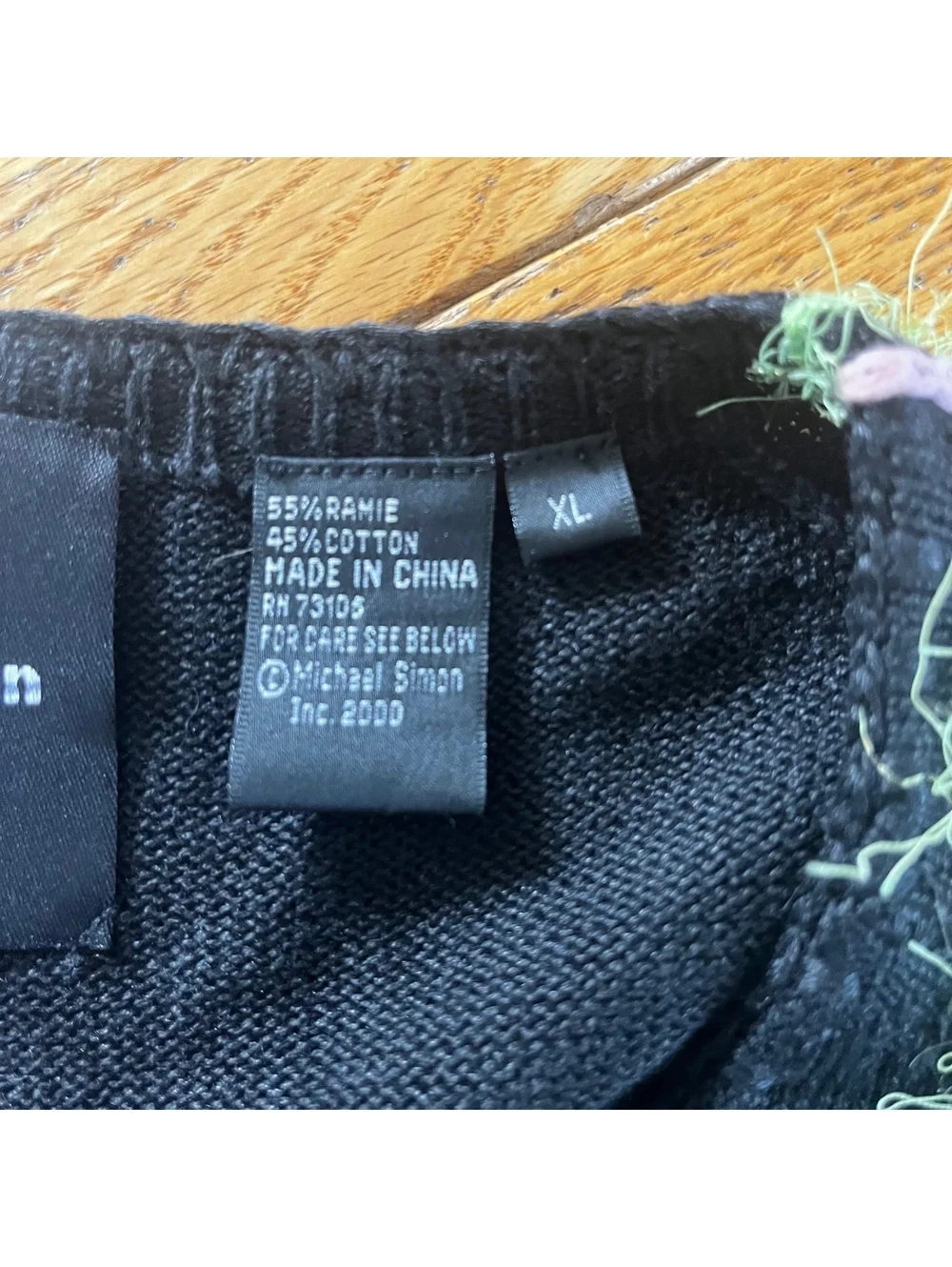 Michael Simon Black Sweater with Multicolor Embroidery XL